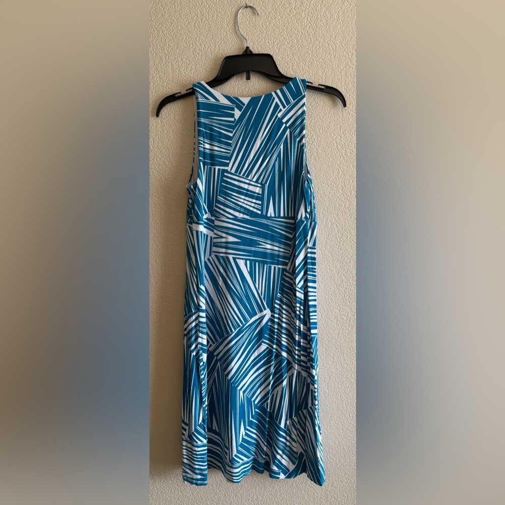 Tommy Bahama Women’s Sundress In Blue White Tropical Leaf Size XS Beach Resort - Picture 6 of 8